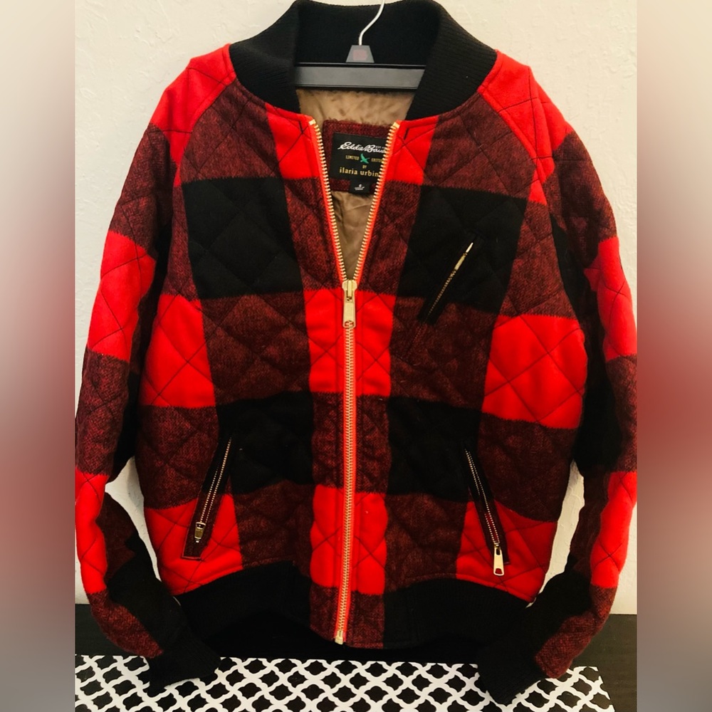 Brand new Eddie Bauer limited edition Ilaria Urbinati plaid bomber style jacket